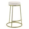 Deena White Velvet Counter Stool With Gold Base