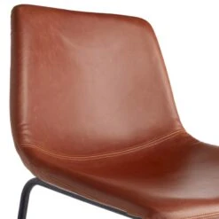 Drake Cognac Faux Leather Modern Industrial Barstool, 30" -Family Home Furn Store drake cognac faux leather modern industrial barstool 30 3