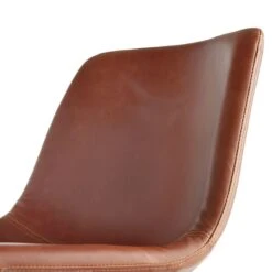 Drake Cognac Faux Leather Modern Industrial Barstool, 30" -Family Home Furn Store drake cognac faux leather modern industrial barstool 30 4