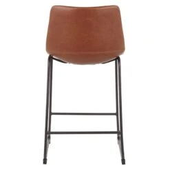 Drake Cognac Modern Industrial Faux Leather Barstool, 30" -Family Home Furn Store drake cognac modern industrial faux leather barstool 30 5