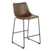 Drake Espresso Faux Leather Modern Industrial Barstool, 30" -Family Home Furn Store drake espresso faux leather modern industrial barstool 30