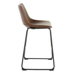 Drake Espresso Faux Leather Modern Industrial Barstool, 30" -Family Home Furn Store drake espresso faux leather modern industrial barstool 30 2