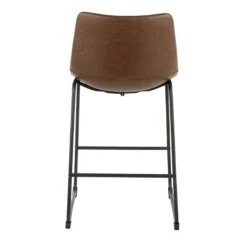 Drake Espresso Faux Leather Modern Industrial Barstool, 30" -Family Home Furn Store drake espresso faux leather modern industrial barstool 30 5