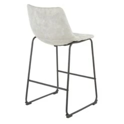 Drake Modern Faux Leather Industrial Barstool, Light Grey -Family Home Furn Store drake modern faux leather industrial barstool light grey 3