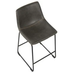 Drake Modern Industrial Faux Leather Counter Stool, Dark Grey -Family Home Furn Store drake modern industrial faux leather counter stool dark grey 4