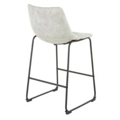 Drake Modern Industrial Faux Leather Counter Stool, Light Grey -Family Home Furn Store drake modern industrial faux leather counter stool light grey 3