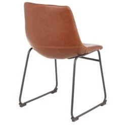 Drake Modern Industrial Faux Leather Dining Chair, Cognac -Family Home Furn Store drake modern industrial faux leather dining chair cognac 2