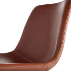 Drake Modern Industrial Faux Leather Dining Chair, Cognac -Family Home Furn Store drake modern industrial faux leather dining chair cognac 7