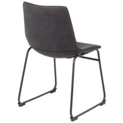 Drake Modern Industrial Faux Leather Dining Chair, Dark Grey -Family Home Furn Store drake modern industrial faux leather dining chair dark grey 3