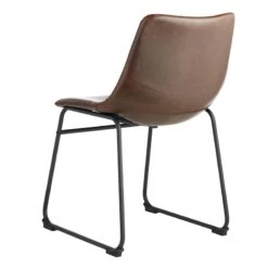 Drake Modern Industrial Faux Leather Dining Chair, Espresso -Family Home Furn Store drake modern industrial faux leather dining chair espresso 3