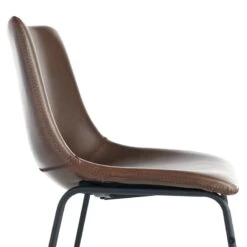 Drake Modern Industrial Faux Leather Dining Chair, Espresso -Family Home Furn Store drake modern industrial faux leather dining chair espresso 4