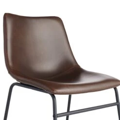 Drake Modern Industrial Faux Leather Dining Chair, Espresso -Family Home Furn Store drake modern industrial faux leather dining chair espresso 5
