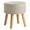 Emmy Grey Velvet Round Wood Leg Ottoman -Family Home Furn Store emmy grey velvet round wood leg ottoman
