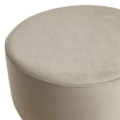 Emmy Grey Velvet Round Wood Leg Ottoman -Family Home Furn Store emmy grey velvet round wood leg ottoman 2