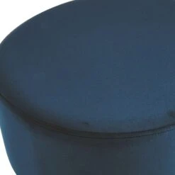Family Home Furn Store -Family Home Furn Store emmy navy blue velvet round wood leg ottoman 1