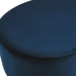 Emmy Navy Blue Velvet Round Wood Leg Ottoman -Family Home Furn Store emmy navy blue velvet round wood leg ottoman 2