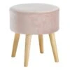 Emmy Rose Velvet Round Wooden Leg Ottoman -Family Home Furn Store emmy rose velvet round wooden leg ottoman