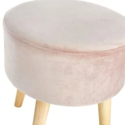Emmy Rose Velvet Round Wooden Leg Ottoman 7 Emmy Rose Velvet Round Wooden Leg Ottoman -Family Home Furn Store emmy rose velvet round wooden leg ottoman 2