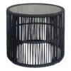 Fairlane Black Steel Glass-Top Outdoor Side Table