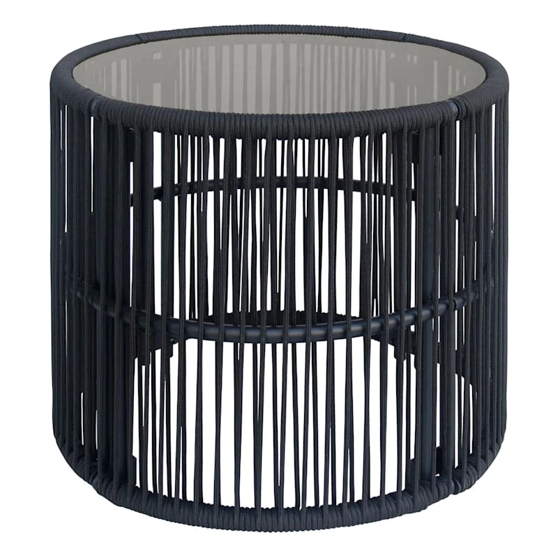 Fairlane Black Steel Glass-Top Outdoor Side Table 3 Fairlane Black Steel Glass-Top Outdoor Side Table