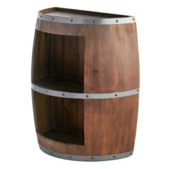 Faux Wine Barrel 2 Tier Display Shelf -Family Home Furn Store faux wine barrel 2 tier display shelf 2
