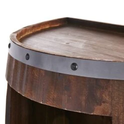 Faux Wine Barrel 2 Tier Display Shelf -Family Home Furn Store faux wine barrel 2 tier display shelf 3