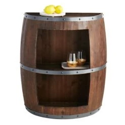 Faux Wine Barrel 2 Tier Display Shelf -Family Home Furn Store faux wine barrel 2 tier display shelf 6