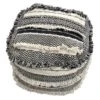 Found & Fable Alex Handwoven Fringe Square Pouf -Family Home Furn Store found fable alex handwoven fringe square pouf