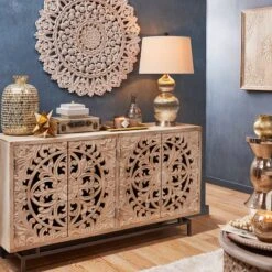 Found & Fable Carved 4-Door Sideboard -Family Home Furn Store found fable carved 4 door sideboard 2