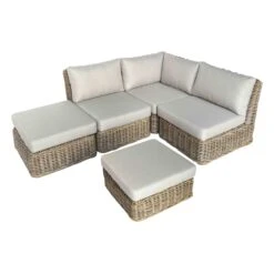 Found & Fable Hamptons All-Weather Wicker Outdoor Corner Chair With Cushion -Family Home Furn Store found fable hamptons all weather wicker outdoor corner chair with cushion 2