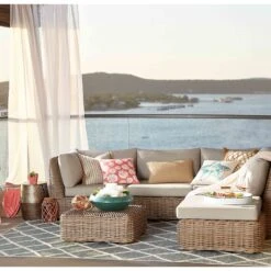 Found & Fable Hamptons All-Weather Wicker Outdoor Corner Chair With Cushion -Family Home Furn Store found fable hamptons all weather wicker outdoor corner chair with cushion 7