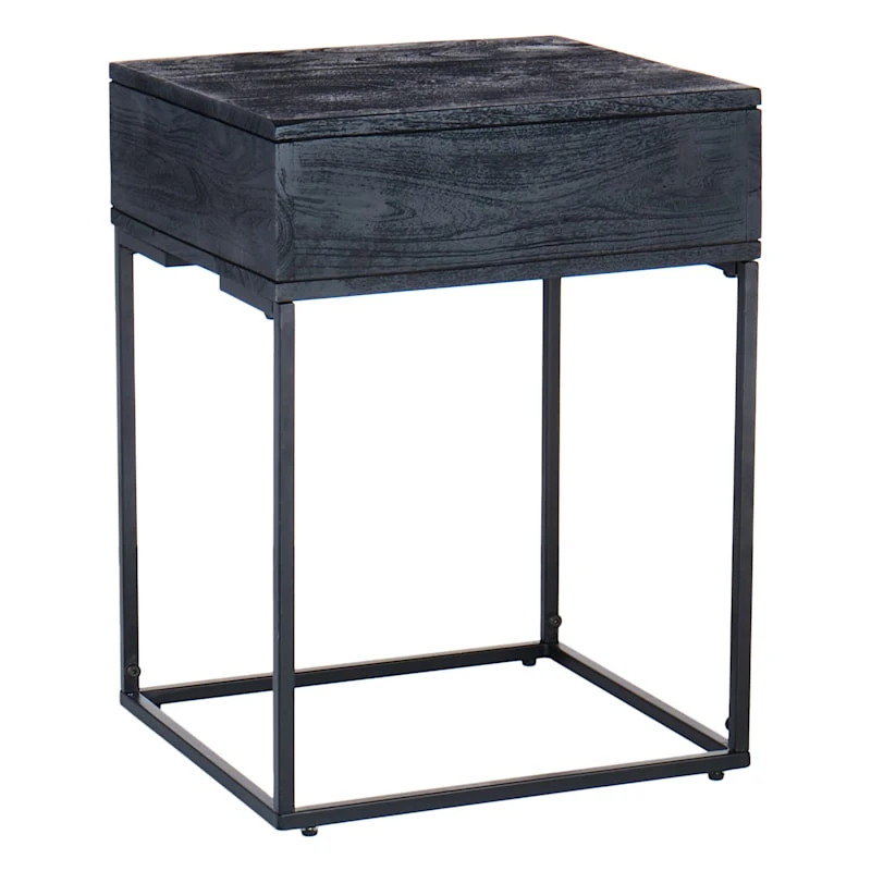 Found & Fable Kayla Rustic Black Nightstand 4 Found & Fable Kayla Rustic Black Nightstand - Image 2