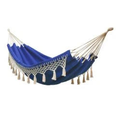Found & Fable Navy Blue Outdoor Hammock With Tassels