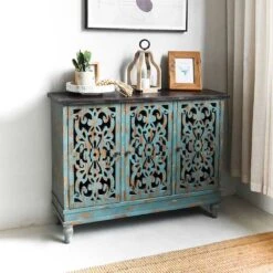 Found & Fable Northfield 3-Door Distressed Cabinet -Family Home Furn Store found fable northfield 3 door distressed cabinet 5