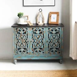 Found & Fable Northfield 3-Door Distressed Cabinet -Family Home Furn Store found fable northfield 3 door distressed cabinet 6