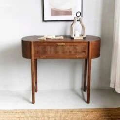 Found & Fable Reston Round Corner Wooden Console Table -Family Home Furn Store found fable reston round corner wooden console table 7