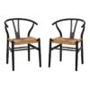 Found & Fable Set Of 2 Denise Wishbone Dining Chairs, Black