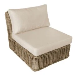 Found & Fable Set Of 2 Hamptons All-Weather Wicker Armless Outdoor Chair With Cushion