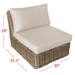 Found & Fable Set Of 2 Hamptons All-Weather Wicker Armless Outdoor Chair With Cushion -Family Home Furn Store found fable set of 2 hamptons all weather wicker armless outdoor chair with cushion 6