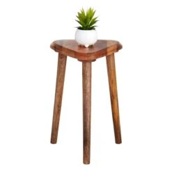 Found & Fable Triangle Mango Wood Side Table -Family Home Furn Store found fable triangle mango wood side table 1