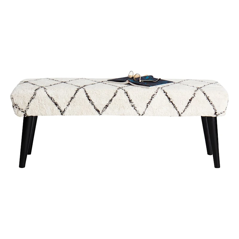 Found & Fable Zuri Cream & Black Tufted Bench 4 Found & Fable Zuri Cream & Black Tufted Bench - Image 2