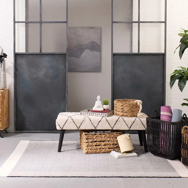 Found & Fable Zuri Cream & Black Tufted Bench 11 Found & Fable Zuri Cream & Black Tufted Bench - Image 9