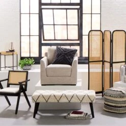 Found & Fable Zuri Cream & Black Tufted Bench 22 Found & Fable Zuri Cream & Black Tufted Bench -Family Home Furn Store found fable zuri cream black tufted bench 9