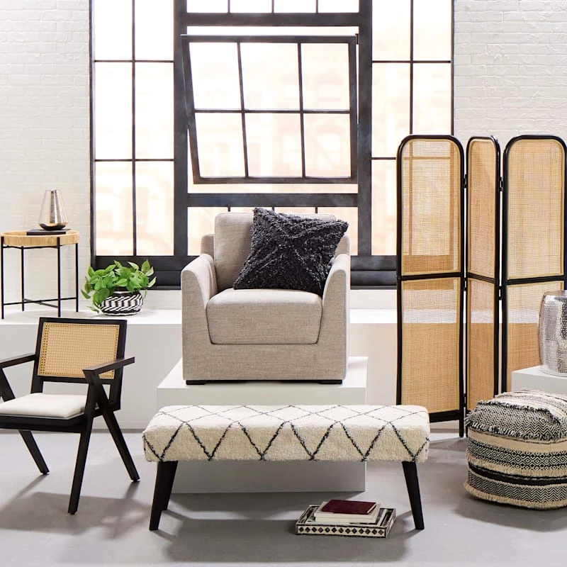 Found & Fable Zuri Cream & Black Tufted Bench 12 Found & Fable Zuri Cream & Black Tufted Bench - Image 10