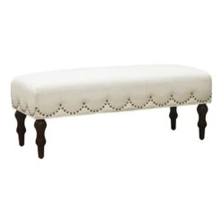 Grace Mitchell Ellery Bench With Scalloped Nailheads -Family Home Furn Store grace mitchell ellery bench with scalloped nailheads 2