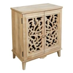 Grace Mitchell Natural Carved 2-Door Cabinet