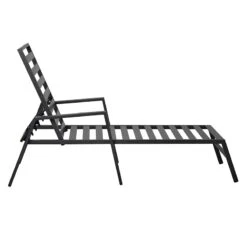 Grammercy Black Steel Slat Outdoor Chaise Lounge Chair -Family Home Furn Store grammercy black steel slat outdoor chaise lounge chair 2