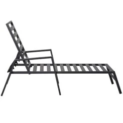 Grammercy Black Steel Slat Outdoor Chaise Lounge Chair -Family Home Furn Store grammercy black steel slat outdoor chaise lounge chair 5