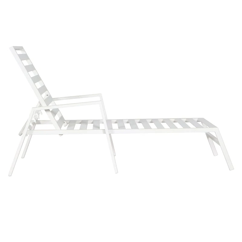 Grammercy Steel Slat Outdoor Chaise Lounge Chair, White 4 Grammercy Steel Slat Outdoor Chaise Lounge Chair, White - Image 2