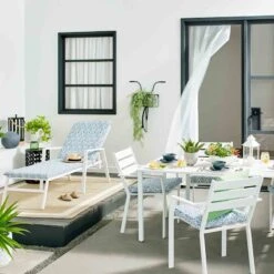 Grammercy Steel Slat Outdoor Chaise Lounge Chair, White 9 Grammercy Steel Slat Outdoor Chaise Lounge Chair, White -Family Home Furn Store grammercy steel slat outdoor chaise lounge chair white 3